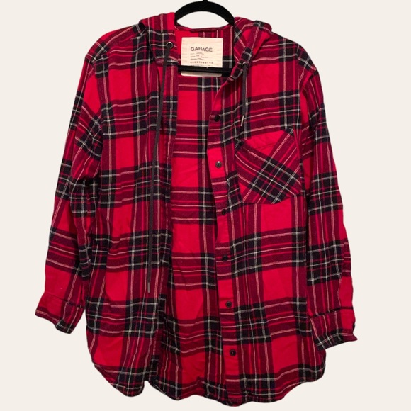 Garage Hooded Plaid Shirt Small - Picture 2 of 6
